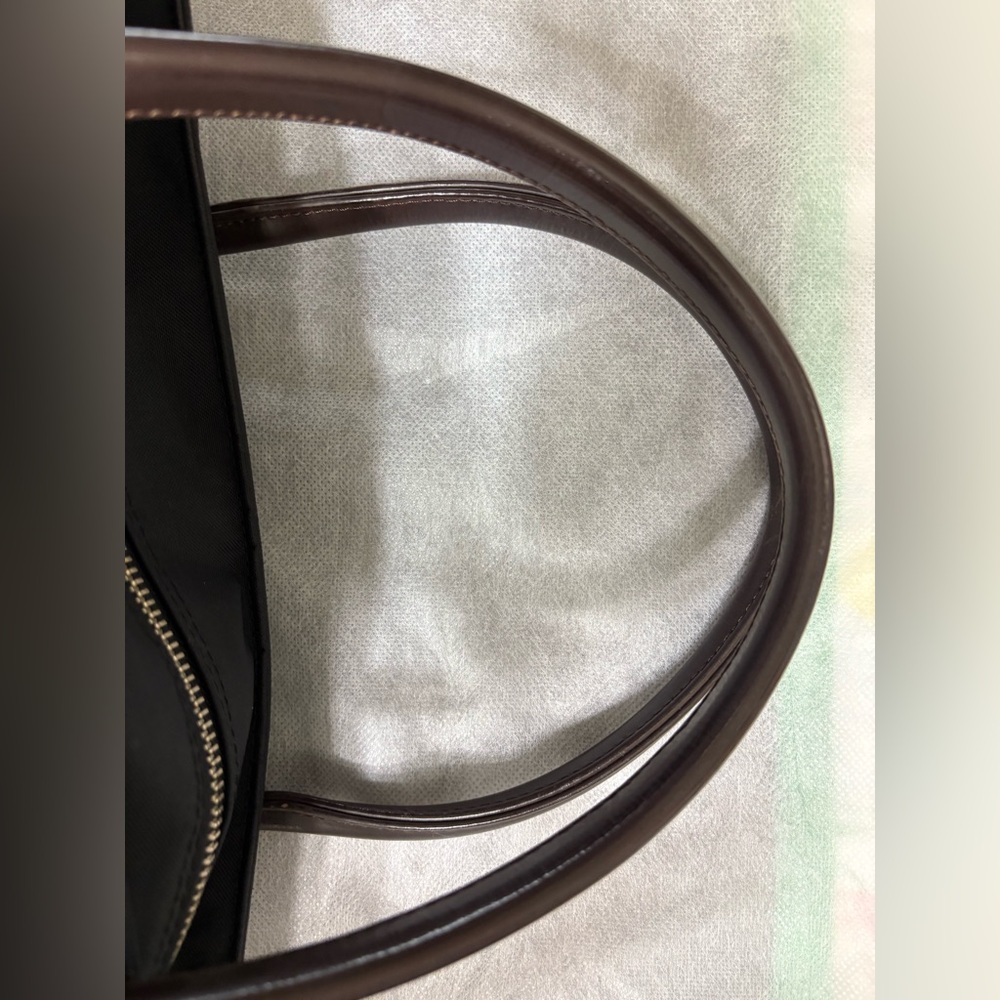 Burberry Black Tote with Check Trim and Brown Handles - Picture 6 of 16